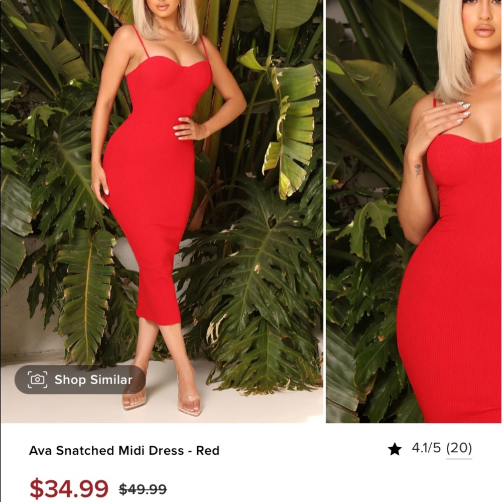 Fashion nova midi ribbed dresses. Brand new with tags. Red and cream. Sold 2
